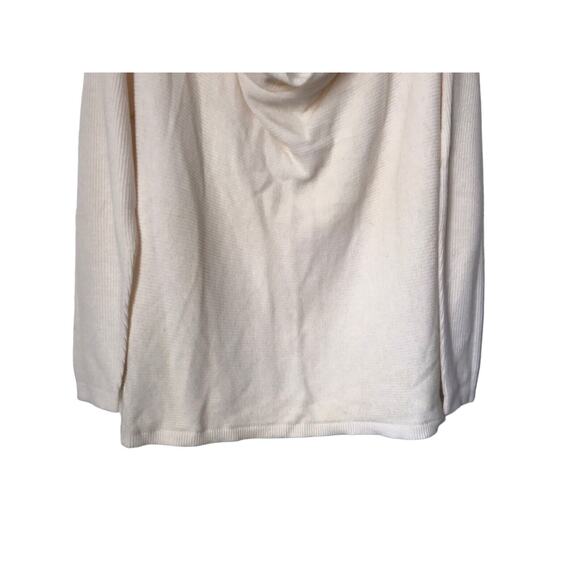 Ann Taylor Loft Sweater Size S Ivory Ribbed Draped Neck Wool Blend Long Sleeve - Picture 3 of 11